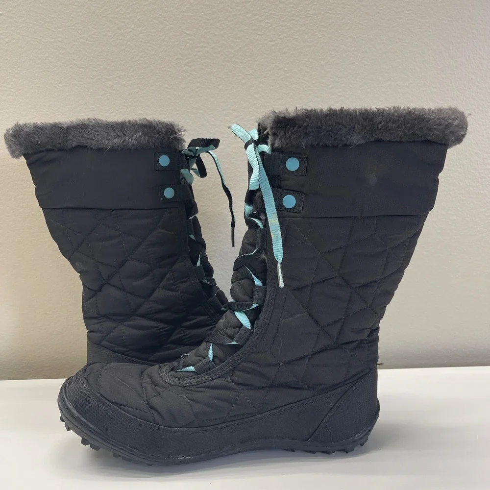 Columbia Minx Mid II Boots Girls 7 Black Waterproof Omni-Heat Snow BY1313